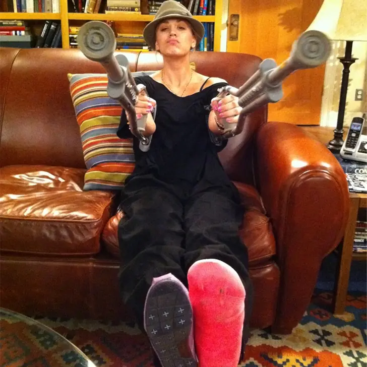 Kaley Cuoco missed filming two episodes of season four because of a broken leg.